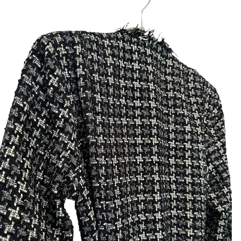 L'Agence Oakley Black and Ivory Metallic Houndstooth Jacket Coat 8 - Picture 9 of 13